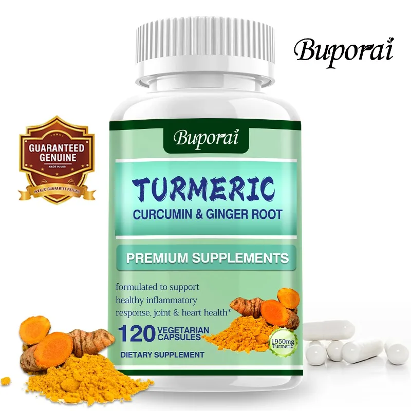 

Turmeric Curcumin + Ginger Root - with Curcumin, Black Pepper - for Joints, Muscles, Digestion & Immunity Support Supplement