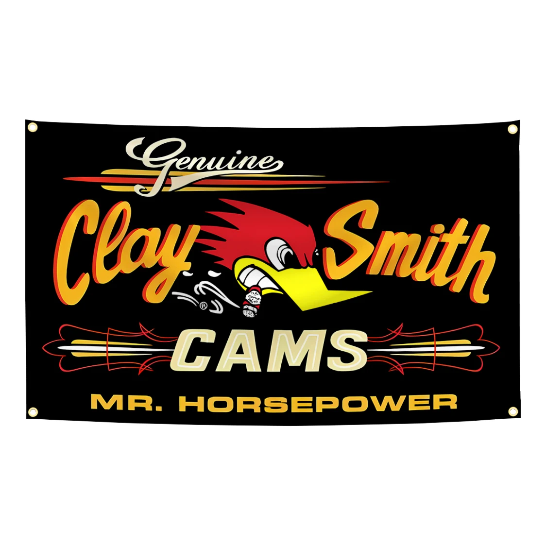 90 x 150 cm Mr.Horsepower Clay Smith Cams Flaggen-Wandteppich, Polyester-Digitaldruck-Banner für Garage, Wandkunst, Außendekoration