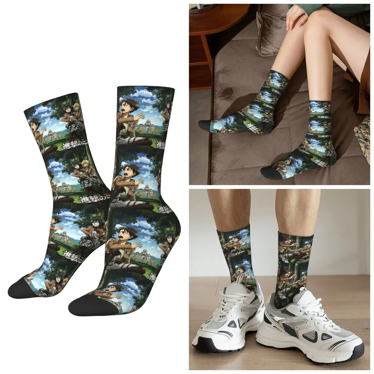 

Всесезонные носки «Атака Титанов», японские носки с героями мультфильмов, спортивные носки в стиле Харадзюку, забавные чулки для мужчин и женщин, подарки