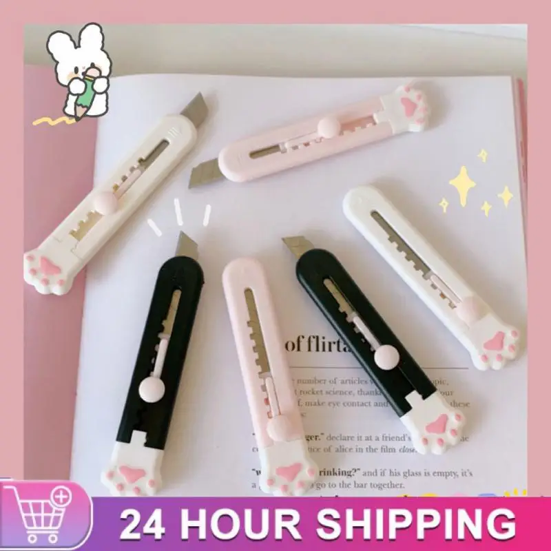 

Cute Mini Art Utility Knife Cartoon Cat Paw Cloud Flower Shape Cutter Express Box Paper Envelope Opener Blade Stationery 1pcs