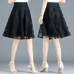 Vintage Women Skirts Fashion Solid Color High Waist Streetwear Chic A-line Harajuku Elegant Skirt Clothing New