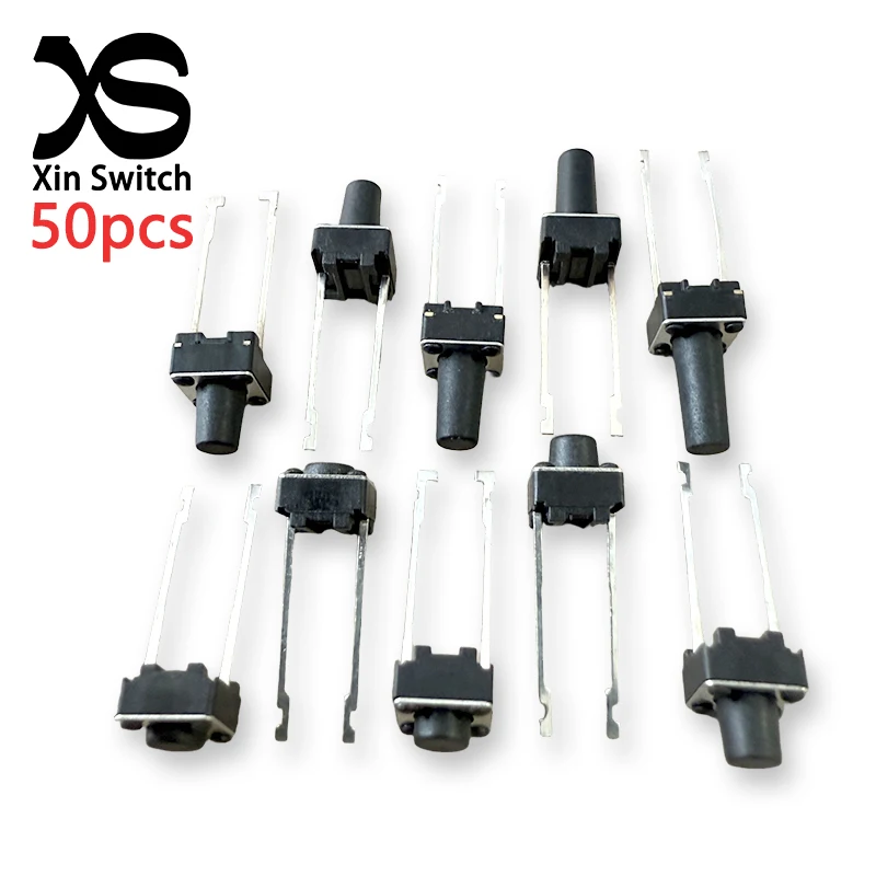 50PCS 6x6 Mid Two Pin Long Legs (13.5mm) Tact Switch 6*6*4.3/4.5/5/6/7/8/9/10/11/12mm Vertical Type DC12V Micro Button Switch