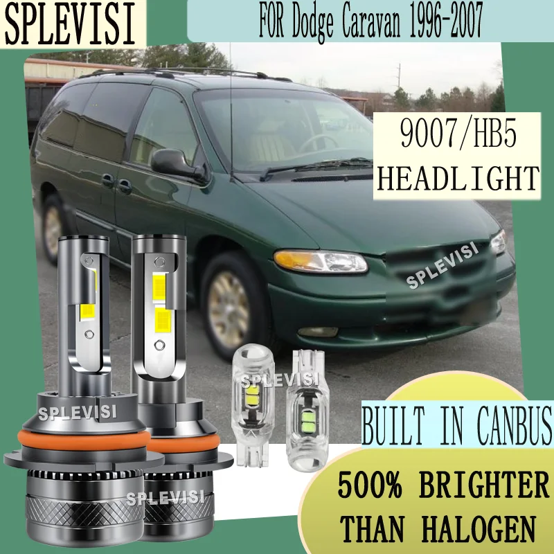 

2PCS with Cooling Fan Error Free 6000K pure White Led Headlight For Dodge Caravan 1996 1997 1998 1999 2000 2001 2002 2003-2007