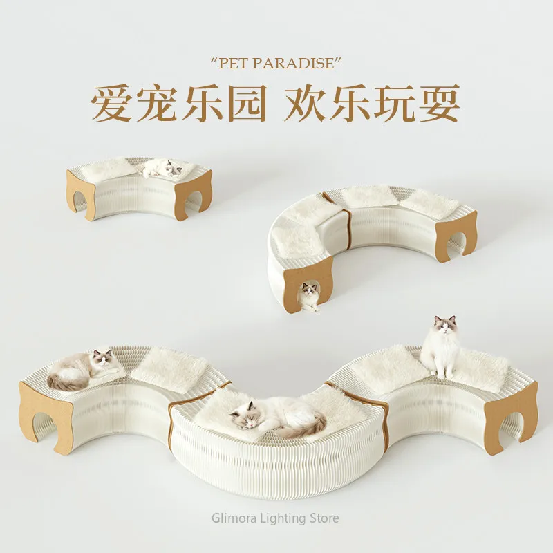 Creative Foldable Paper Cat House Bench for Living Room, Artistic Low Stool & Kids Seat for Home