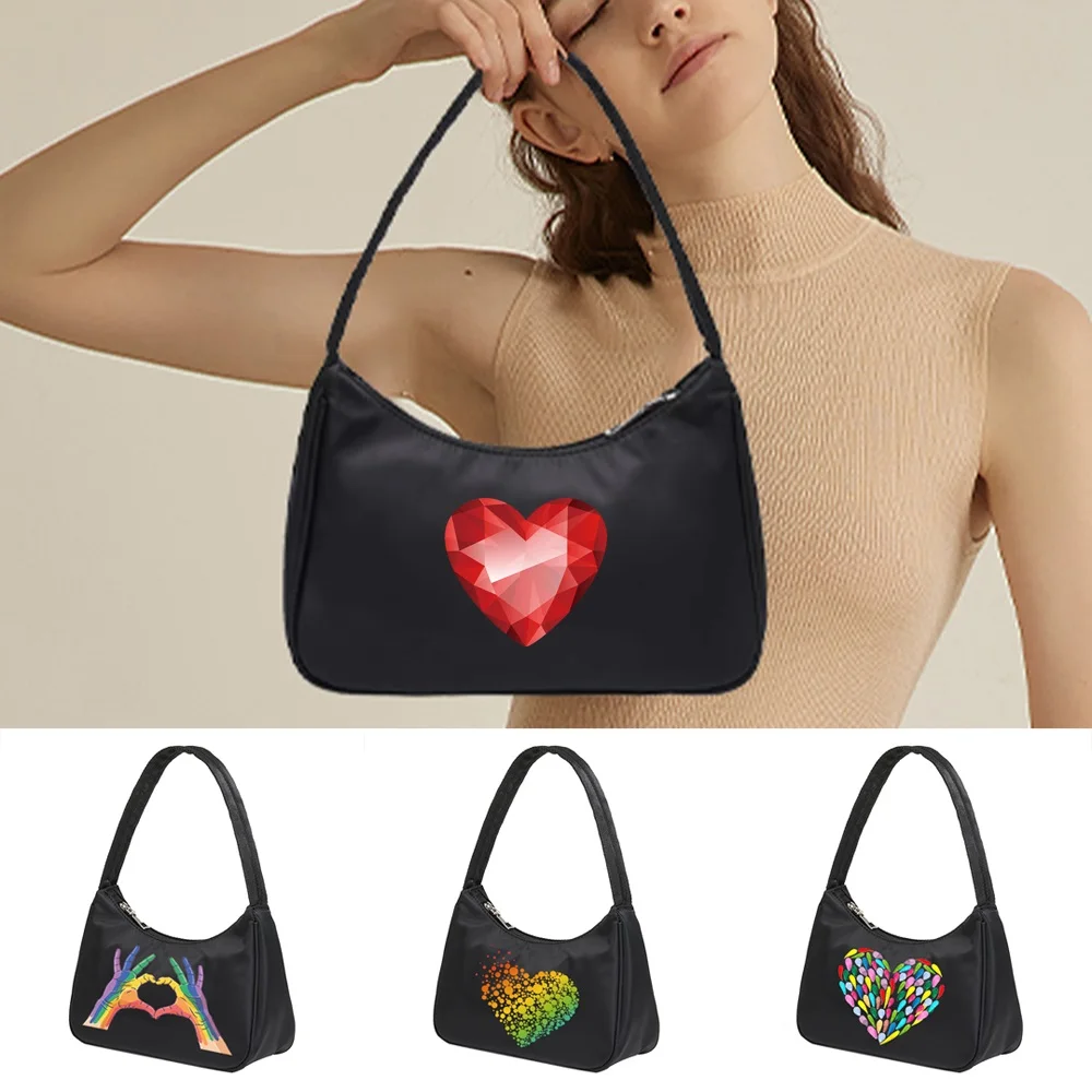 New Shoulder Bags Women Underarm Bags Commute Tote Bags Harajuku Handbag Shoulder Hobo Pouch Purse Clutch Love Print