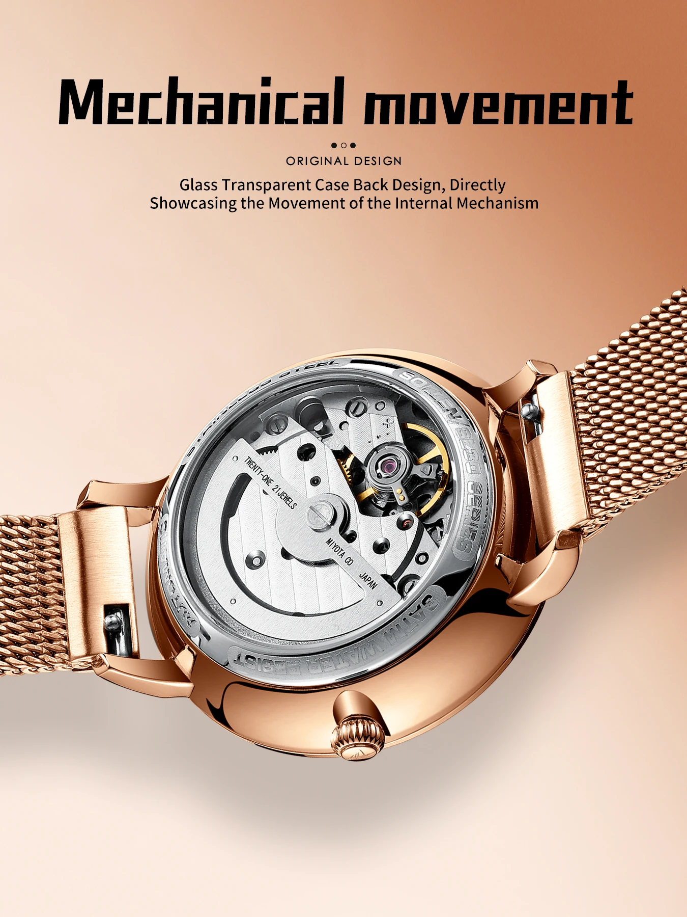 SOLLEN Women's Fully Automatic Mechanical Watch Waterproof Night Light Student National Watch Giving Girlfriend Valentine's Day