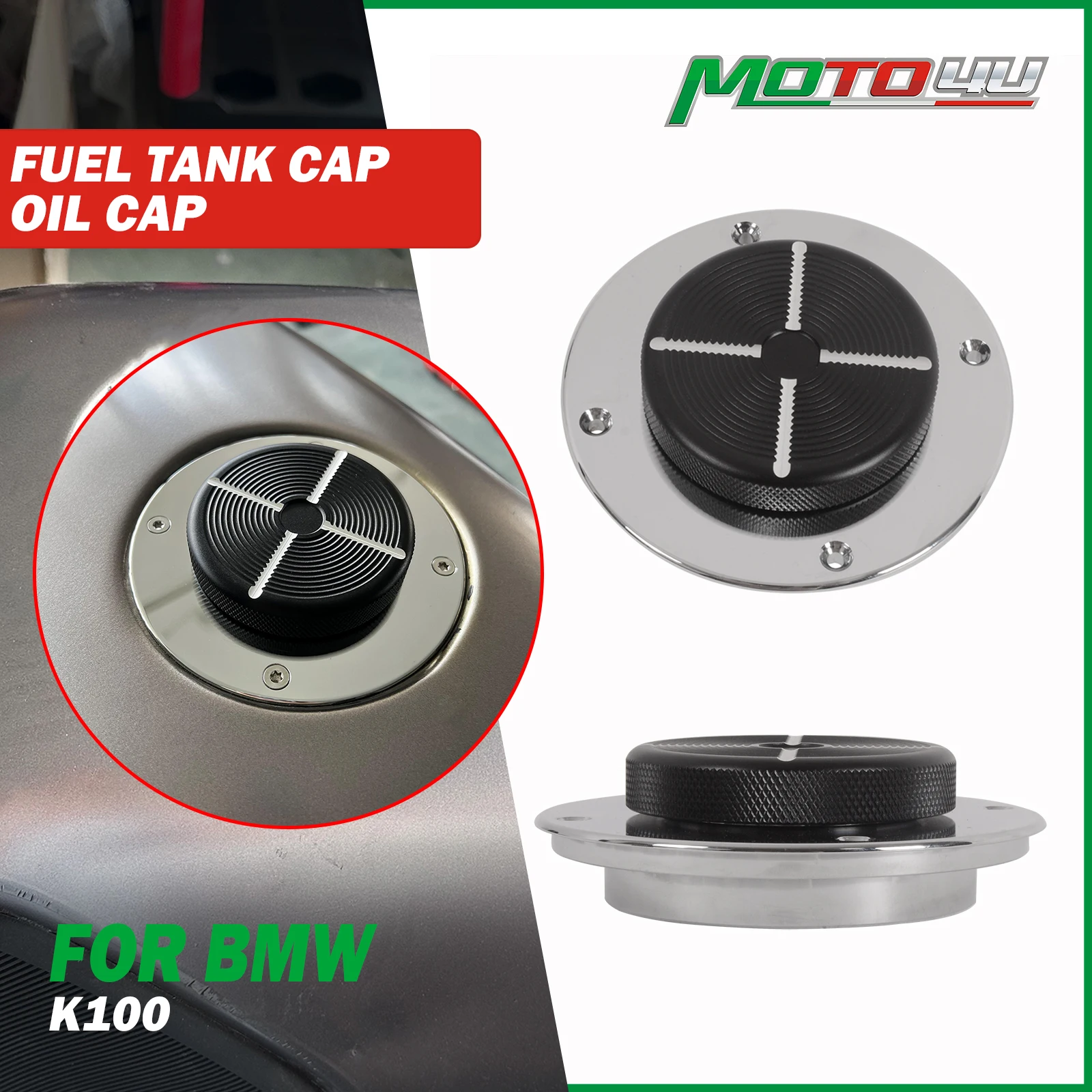 

MOTO4U For BMW K75 K100 Motorcycle Retro Fuel Cap Tank Gas Cover Rotate open Quickly Remove Cafe Racer Petrol Gas Tank Cover