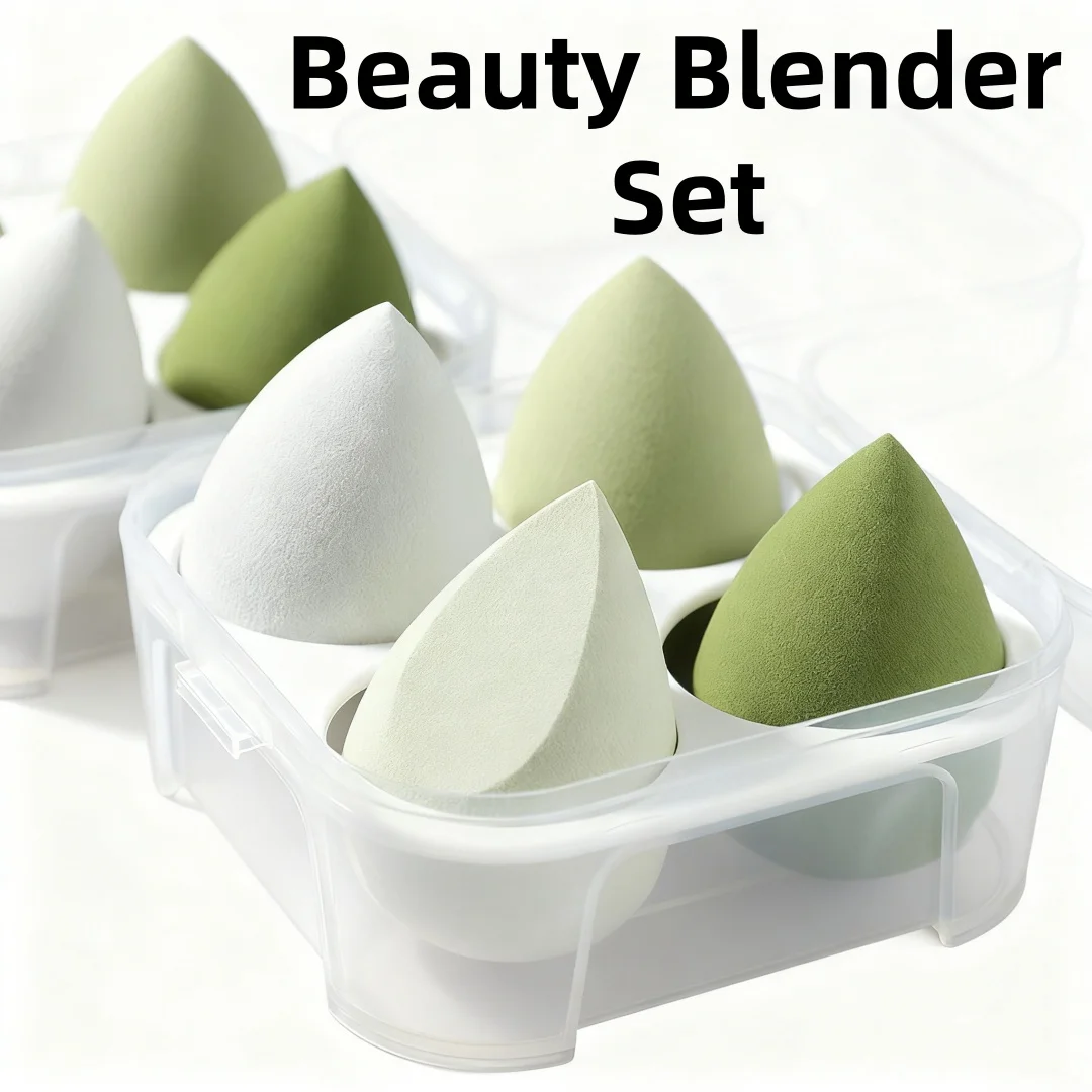 YS00279-Ensemble d'éponges de maquillage multicolores – 4 pièces en carton d'œufs, double usage (humide et sec) |   Maquillage Essentia