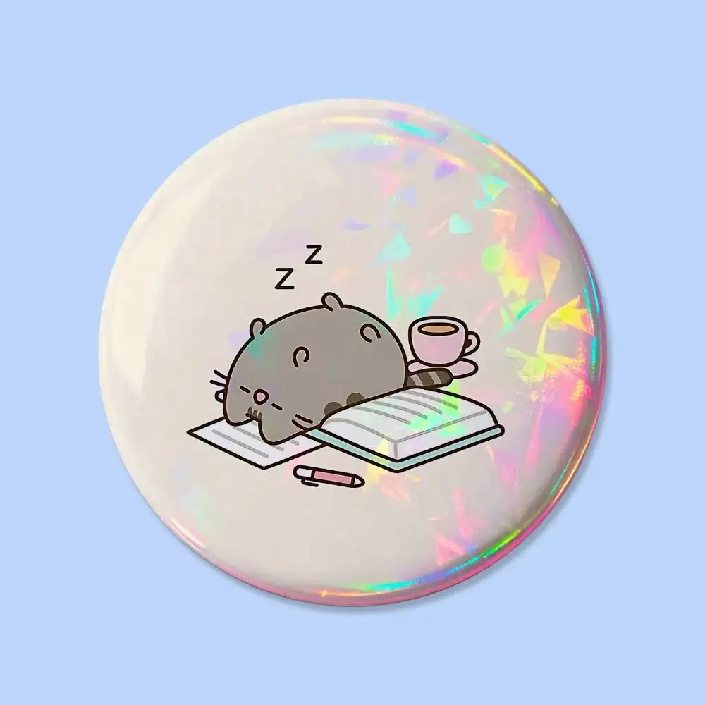 Kawaii P-Pusheen Abzeichen, Runde Kreative Anstecknadel, Brosche, Taschendekoration, Accessoires für Fans, Sammler, Freunde, Geschenke – Detail 13