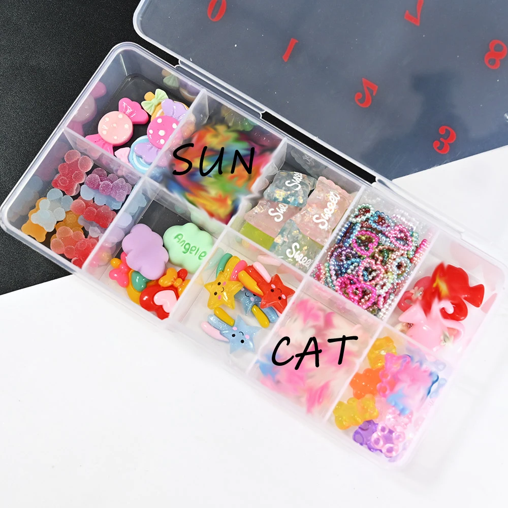 10Grid/Box Nail Kawaii Rhinestones Parts 10 Style(40Pcs)Japanese-Style Lovely&Sweet Nail Art Charms Decorations Nail DIY Parts-8