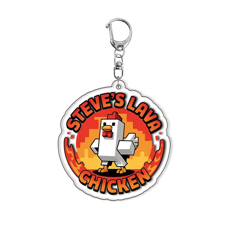 Anime steve's lava chicken Cosplay COSTUME Acrylic Key Chains Keyring Prop Xmas Gift