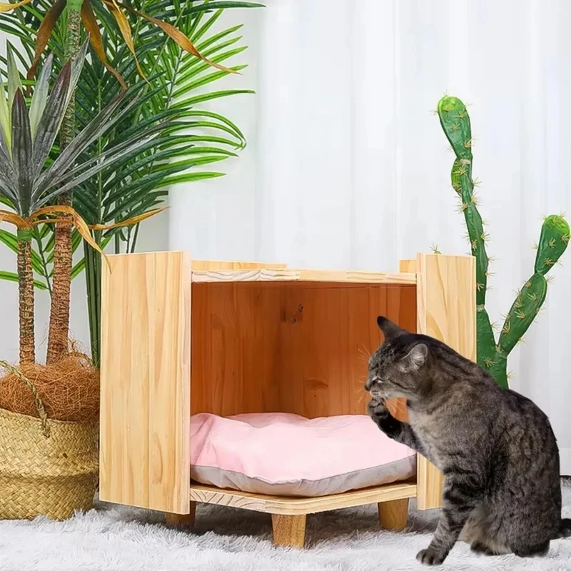 Pet Furniture Pine Wood Stylish Space-Saving Tree Dog House Pet Supplies