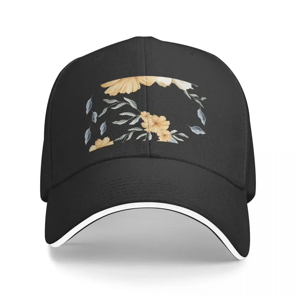 

MR - Monogram M R with Vintage Flowers Baseball Cap Vintage fashionable black designer cap Designer Man Women's