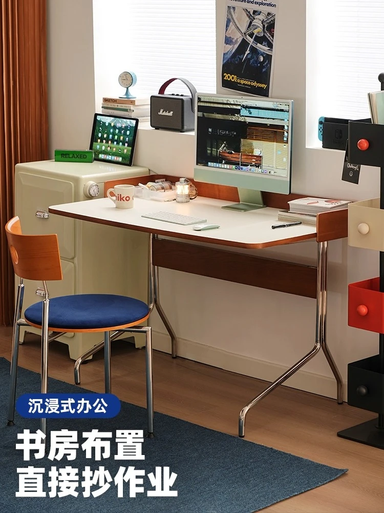 مكتب القرون الوسطى الخشب الصلب مكتب الفولاذ المقاوم للصدأ الشمال باوهاوس مكتب الكمبيوتر طاولة الكتابة المنزلية