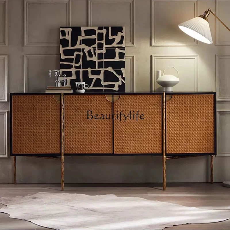 

Whole house furniture Antique Furniture Modern Minimalist Iron Distressed Rattan Cabinet