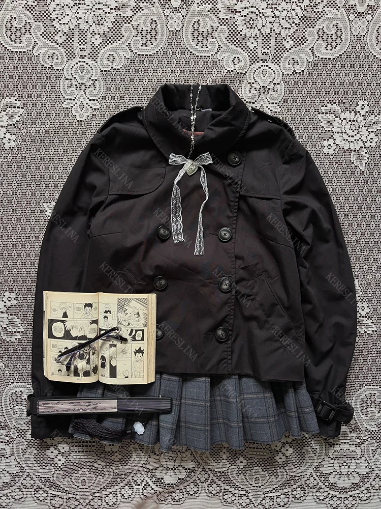 Solid-color 2000s aesthetic Harajuku thin women's hoodie coat  Kawaii streetwear American retro fall-winter new women's coat emo