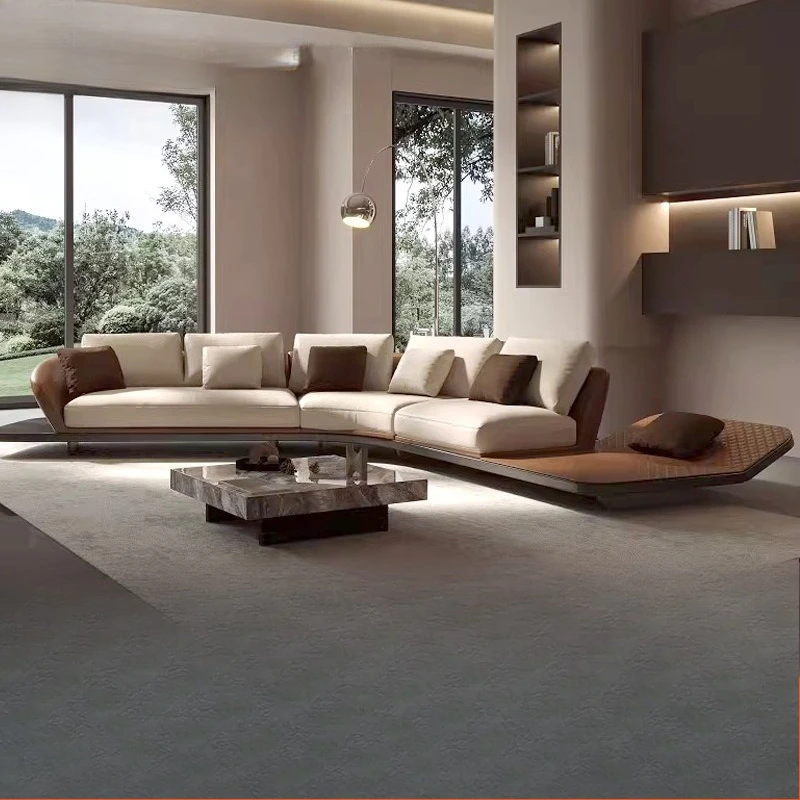 Sofa Italian special-shaped leather Italian minimalist curved villa sofa combination