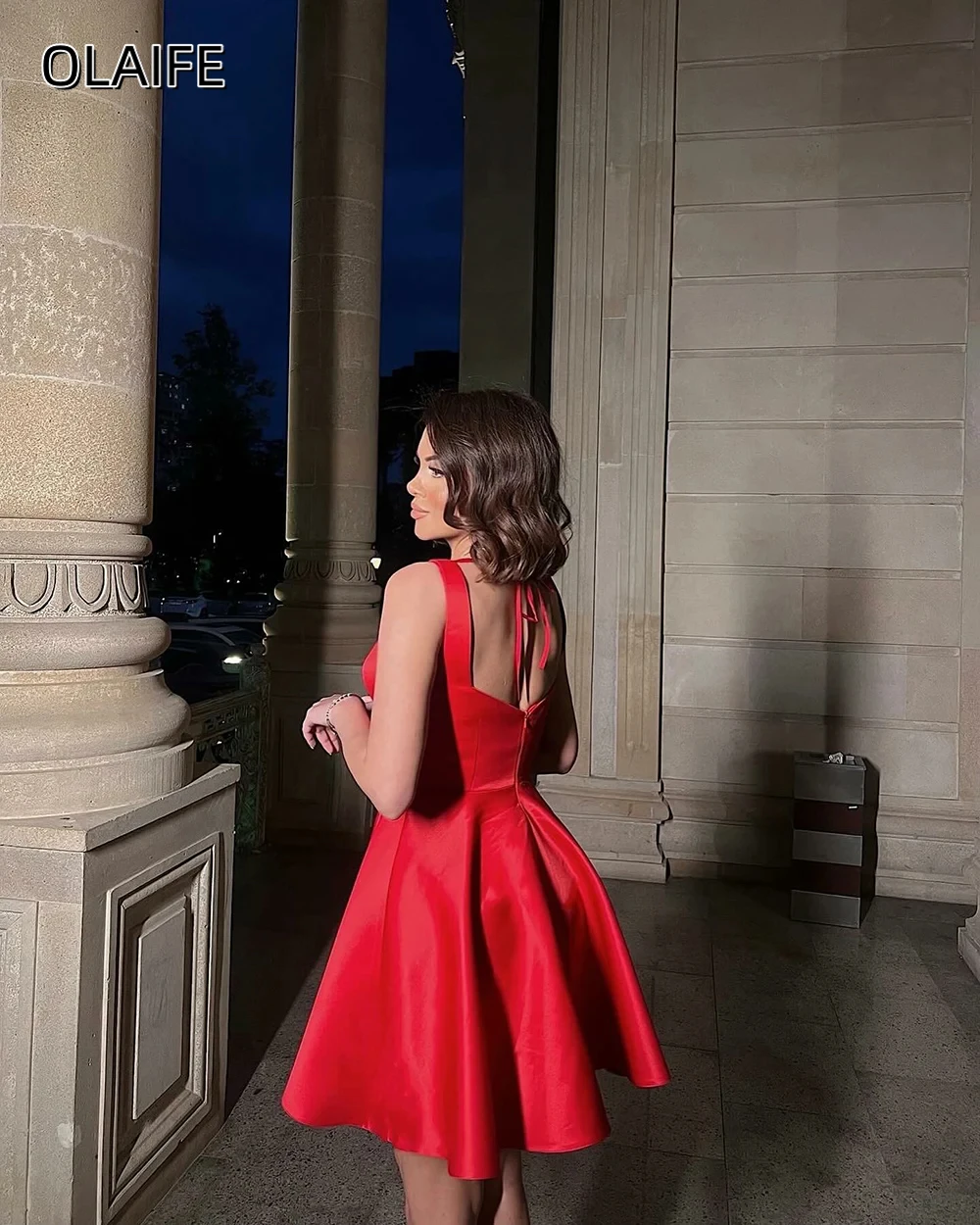 Customized A-Line Ruffled Mini Satin Sleeveless Simple Party Dress Short Elegant Cocktail Dress For Women فساتين سهرات