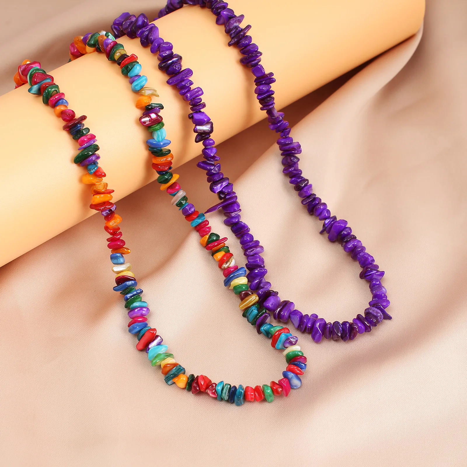 The New Beaded Choker Necklaces for Women Girls Natural Turquoise Fluorite Malachite Stone Bohemian Beaded Choker Jewelry