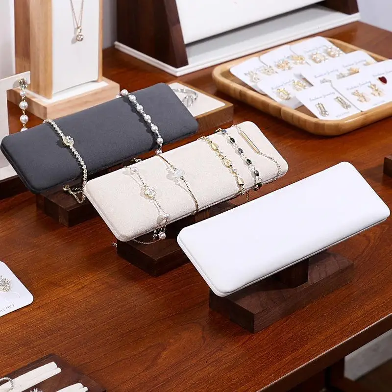 Walnut Solid Wood Jewelry Display Rack Waterproof Coating Bracelet Watch Bead Storage Holder for Bathroom Vanity