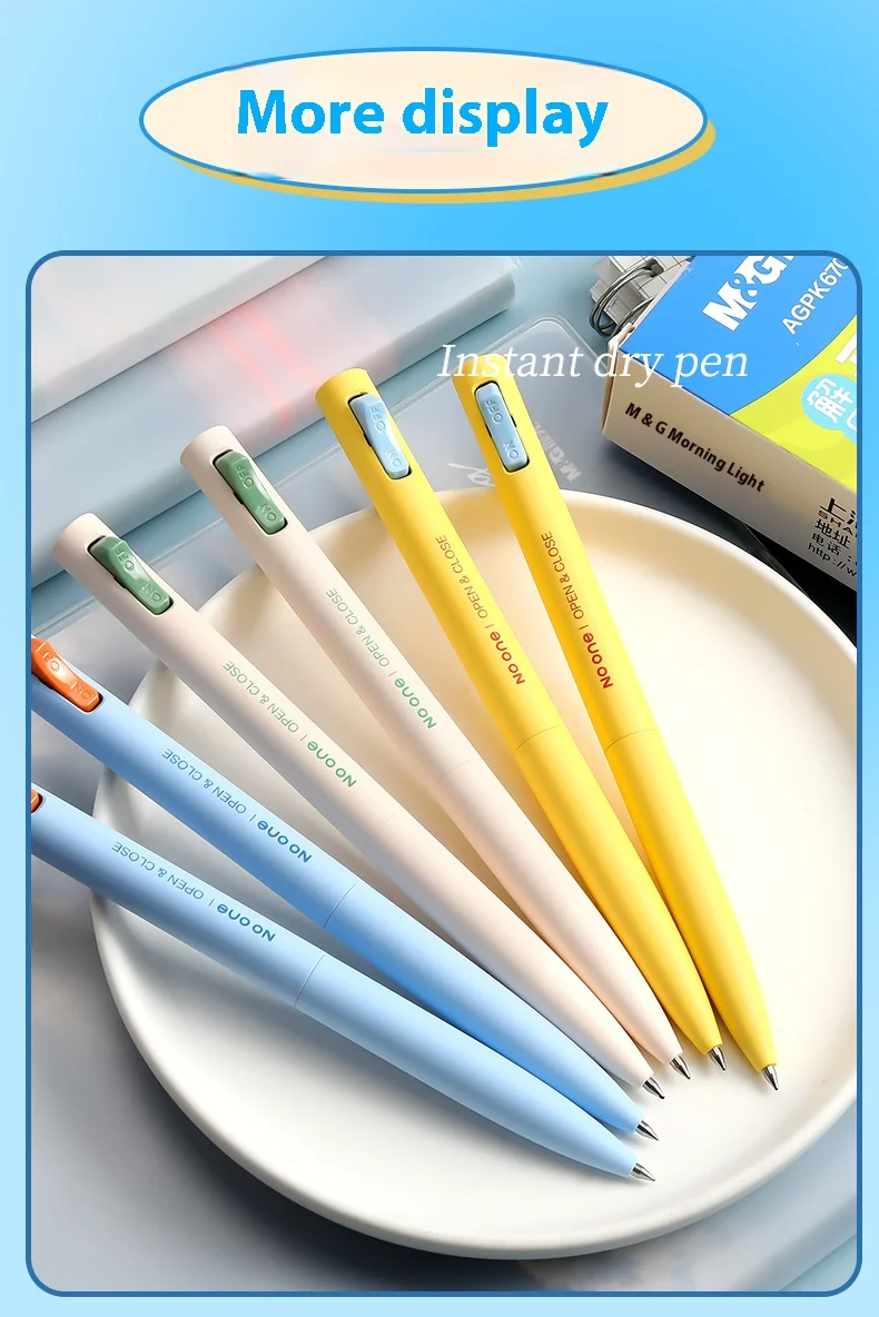 M&G K6701 Gel Pen Side Pressure Switch Double Bead Bullet Head 0.5mm Black Low Center of Gravity Speed Drying Writing Stationery