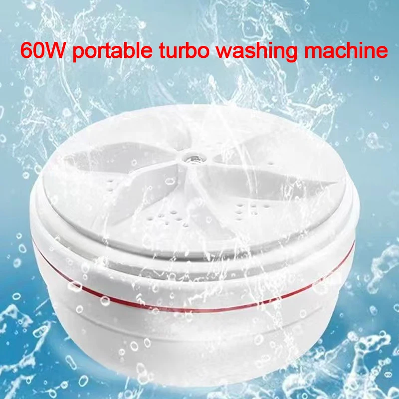 

60W Portable Turbo Washing Machine Hight Power Mini Ultrasonic Washer for Baby Clothes Underwear Socks Business Trip Travel USB