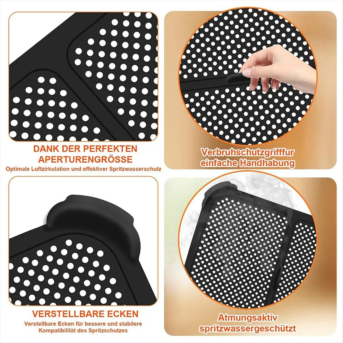 AA14 2 PCS Splash Guard for Foodi Max Dual Zone AF400EU AF451EU, Silicone Splash Guard for Hot Air Fryer