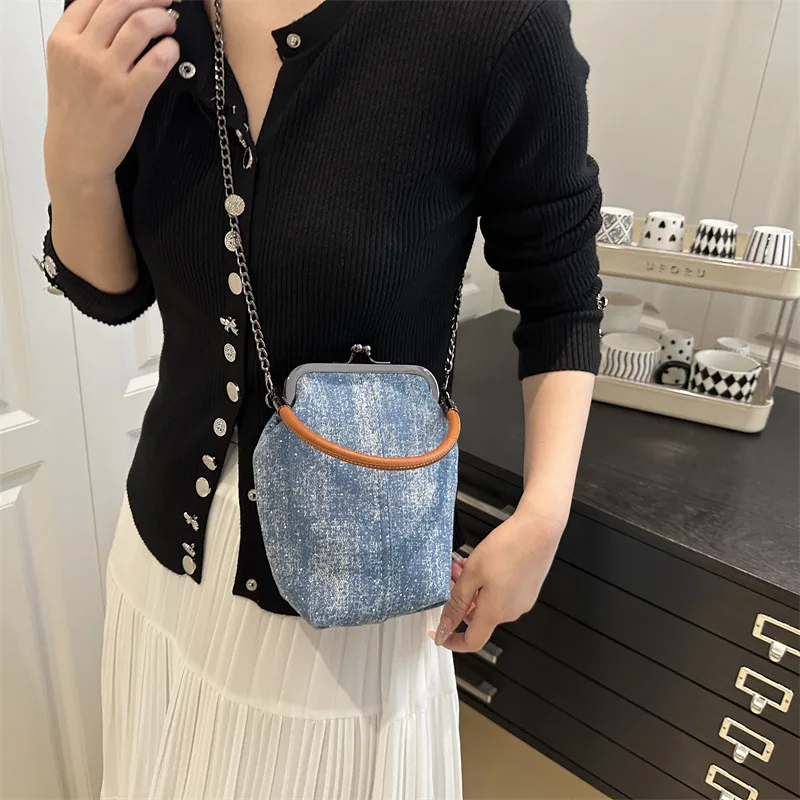 

Commuting phone bag, women's fashion clip, retro denim crossbody bag, versatile and personalized handbag bolso marca lujo y2k