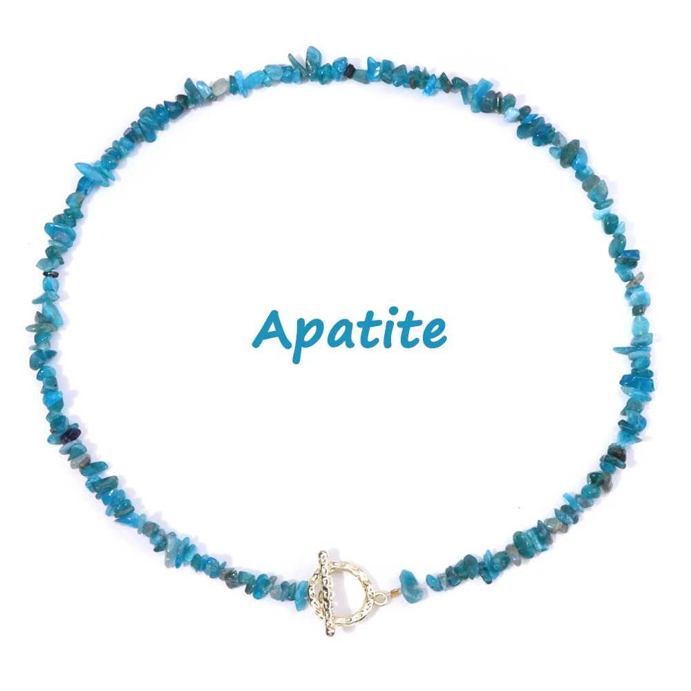 New Fashion Boho Gravel Choker Original Reiki Blue Apatite Peridot Crystal Quartzs Natural Stone Chip Beads Necklaces For Women