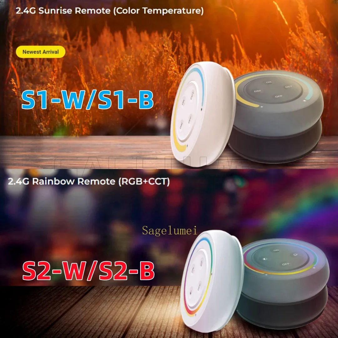 Miboxer 2.4G LED Controller Sunrise Remote Rainbow Remote S1-B S1-W S1-G S2-B S2-W S2-G For Color Temperature RGB+CCT LED Strip