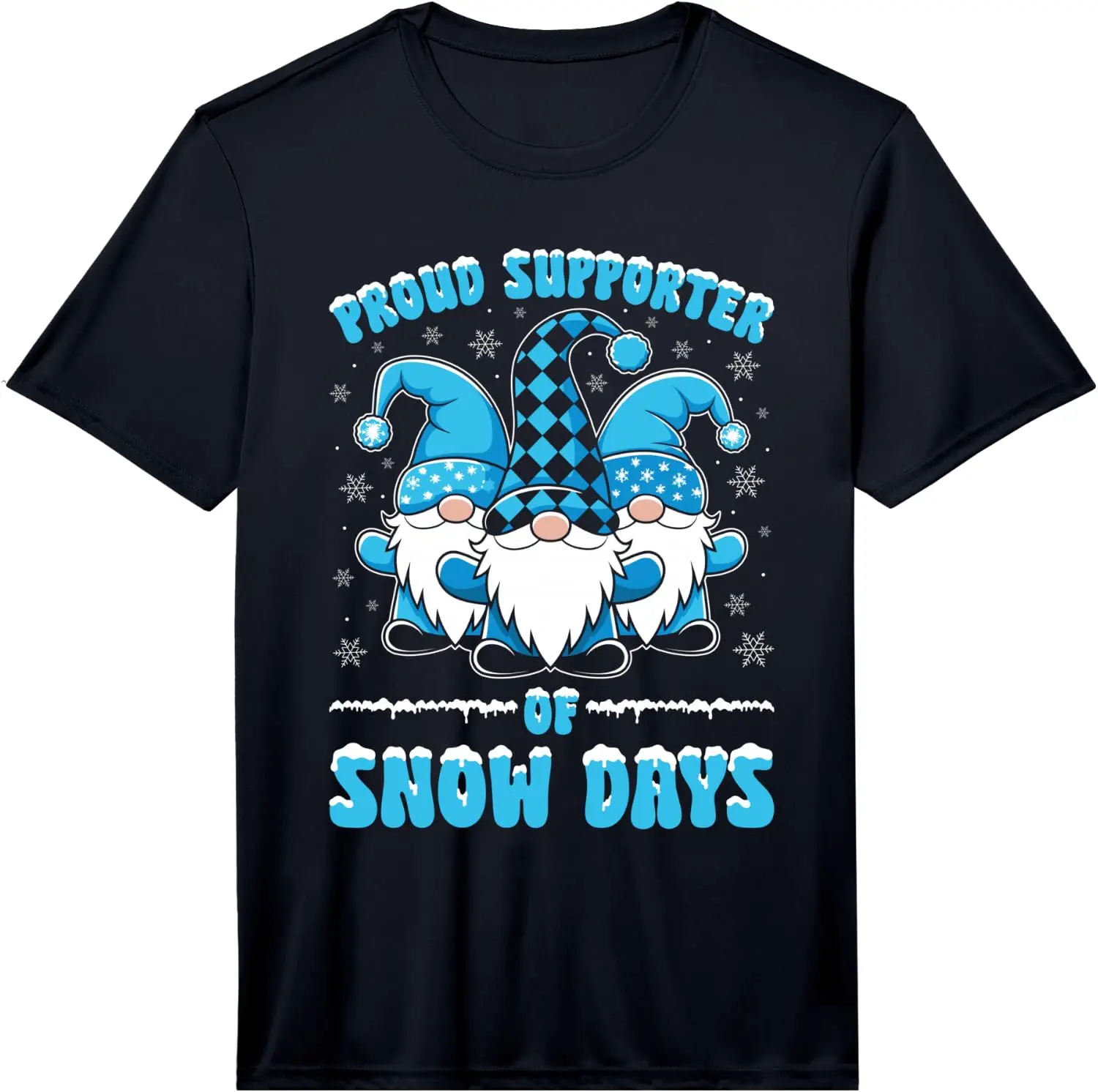 Mens Proud Supporter Of Snow Days Gnomes Teacher Life Performance T-Shirt 100% Cotton Trendy Y2K Short-Sleeve Tee – Soft,