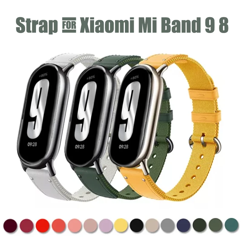 

Original Strap for Xiaomi Mi Band 9 8 Bracelet Fashion Leather Replacement Wristband Miband 8 NFC nylon pulseira Mi Band 8 band