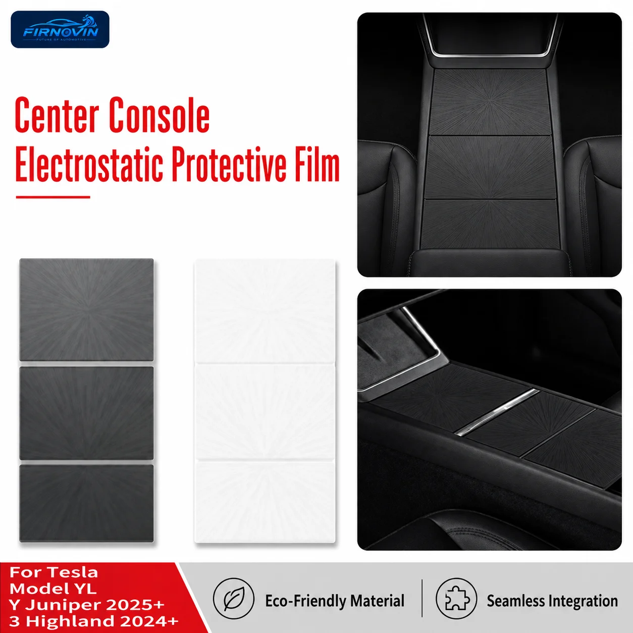 For Tesla Model YL Y Juniper 2025+ Model 3 Highland 2024+ Electrostatic Silicone Center Console Mat Anti-Slip Accessories