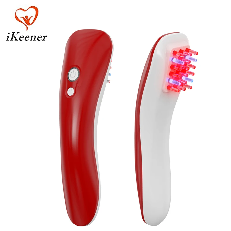 

Портативная электрическая массажная расческа для роста волос с красным и синим инфракрасным светом: стимулирует рост волос, предотвращает их выпадение, для ухода и расслабления