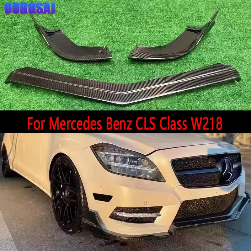 For Mercedes Benz CLS Class W218 CLS300 CLS350 2011-2013 Carbon Fiber Front lip Car Front Bumper Diverter Spoiler Body Kit
