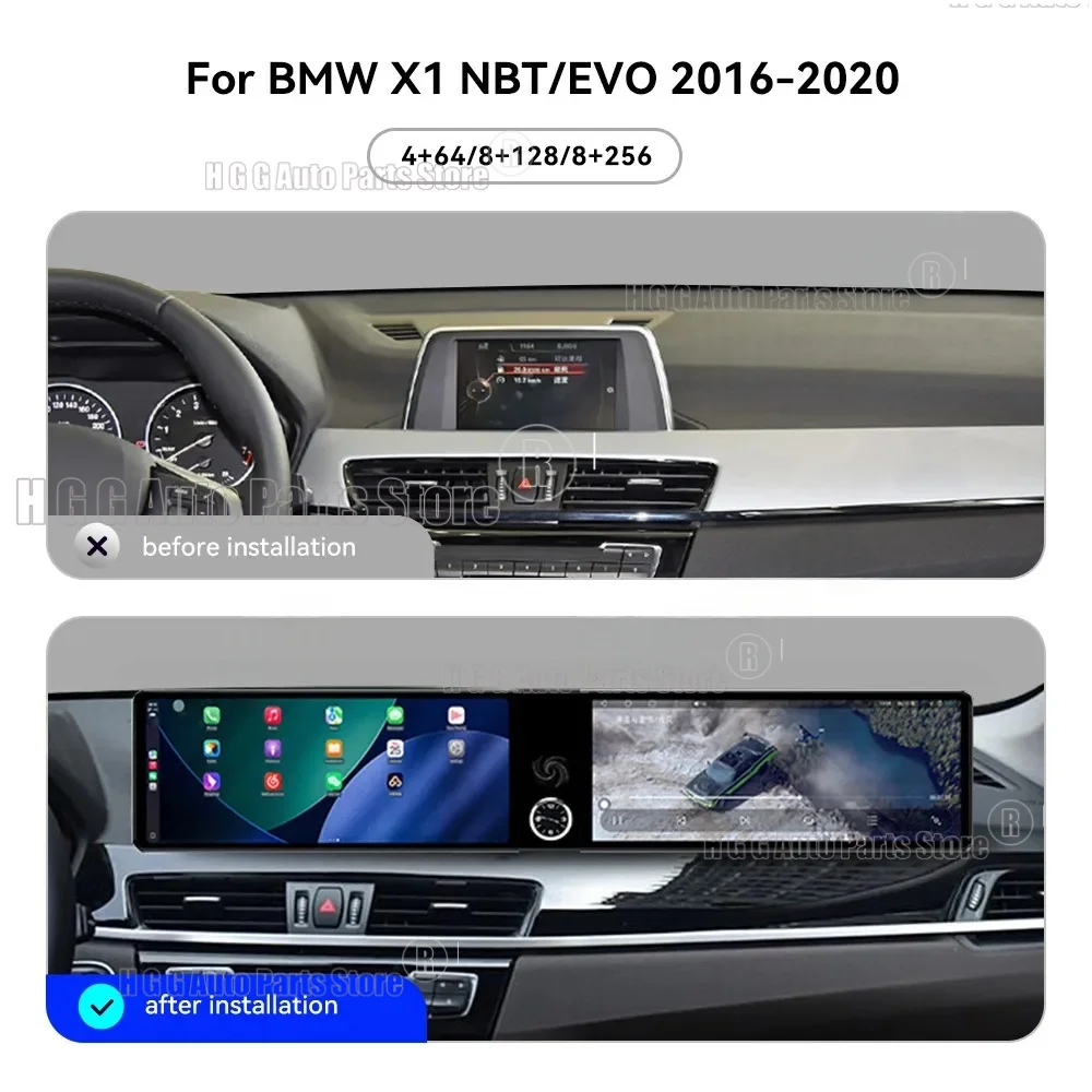

12,3-дюймовый автомобильный радиоприемник с двумя экранами на Android для BMW X1 NBT 2016-2017/EVO 2018-2020, видео, CarPlay, GPS-навигация, стерео, головное устройство, 4G
