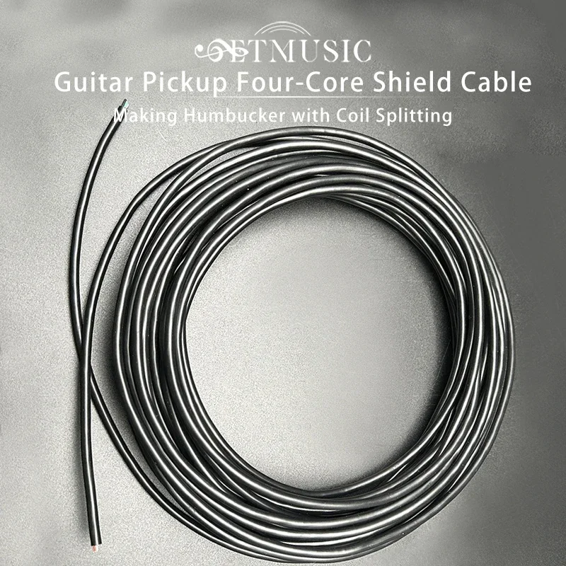 

20Metre Four-Core with Shield Cable for Electric Guitar Pickup Making Humbucker with Coil Splitting Cable Black