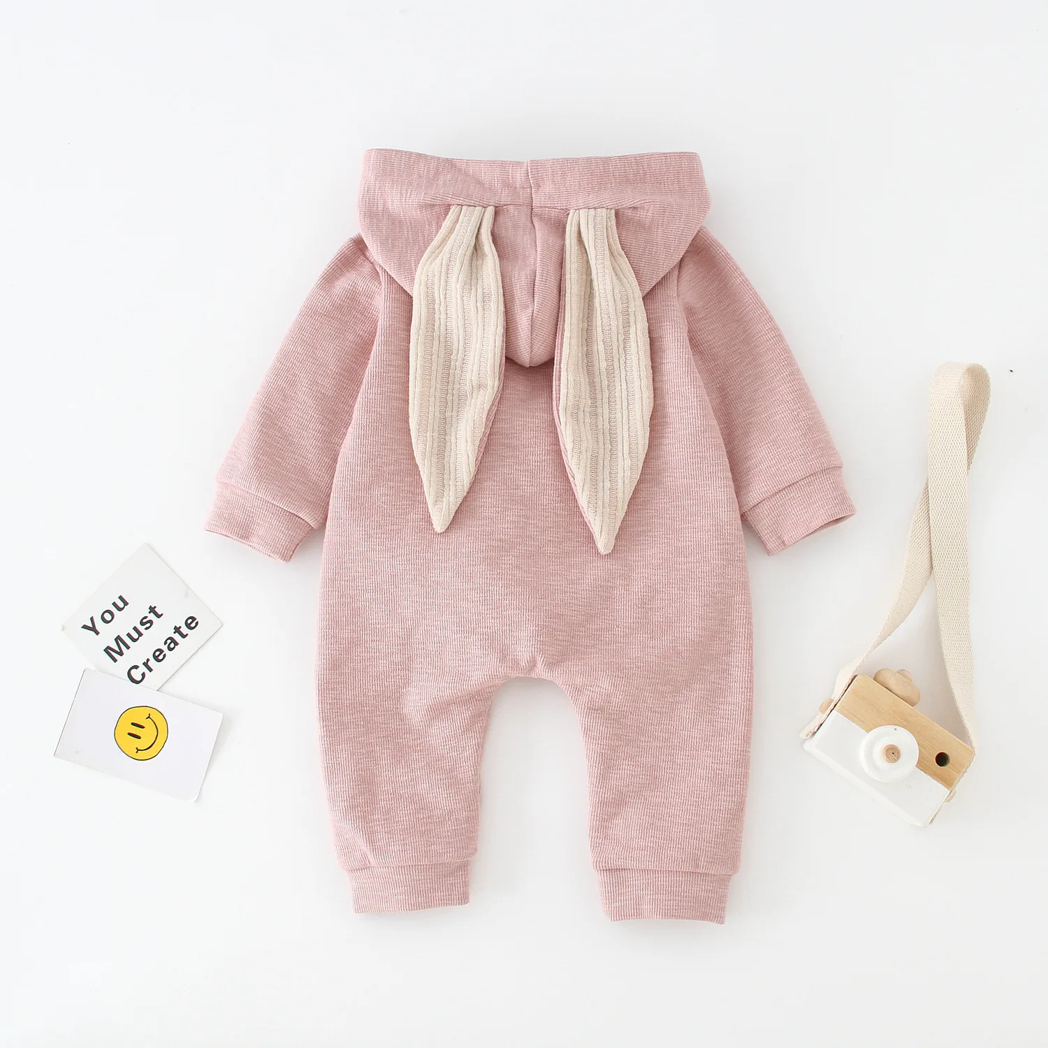 Lamgool Infant Baby Boys Girls Bunny Romper Hooded Cute Rabbit Ear Zipper Jumpsuit for Easter Halloween 0 - 24 Months