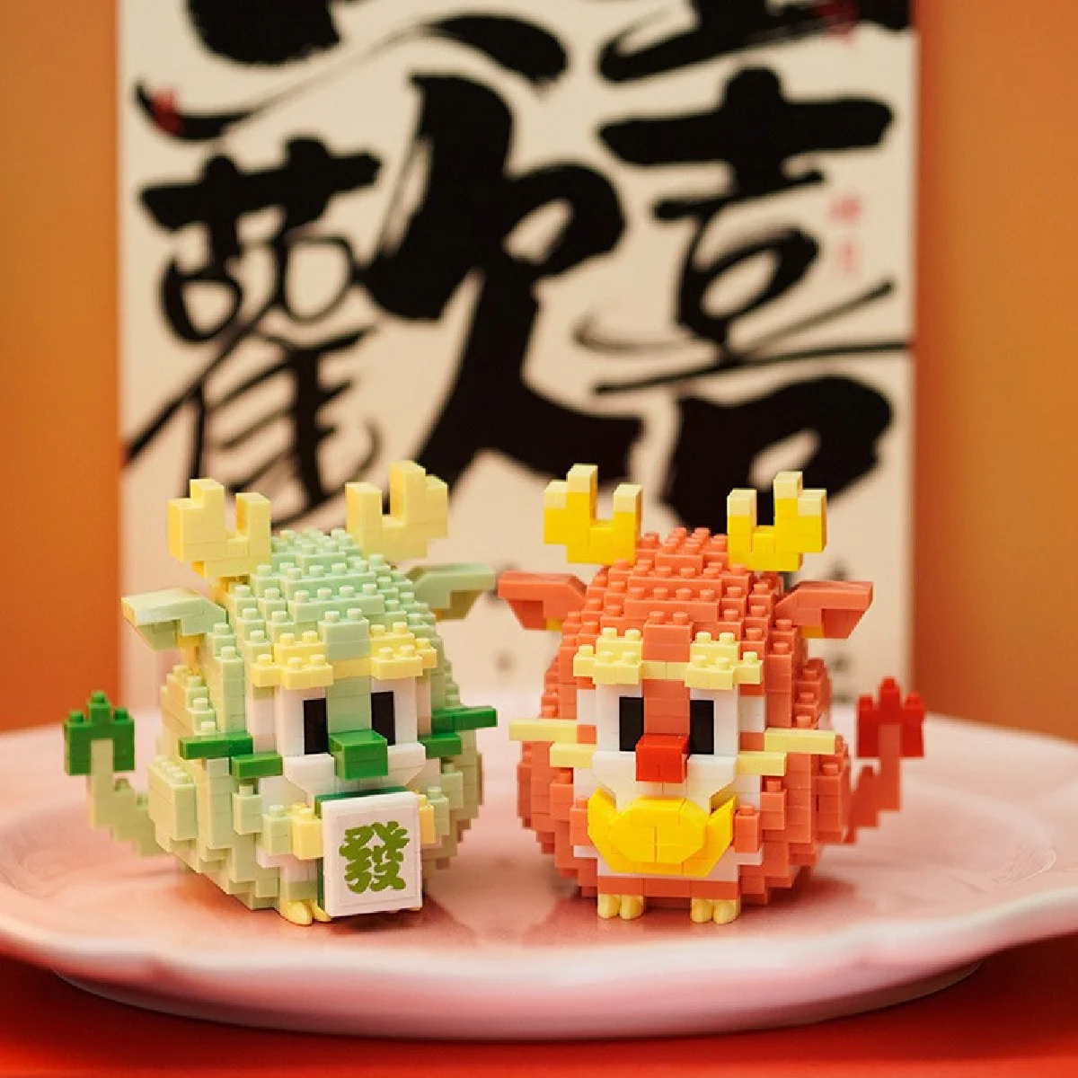 Kawaii Dragon 3D Model Micro Building Block Cute Rice Dumpling Mascot Diamond Assembled DIY Doll Mini Brick Toys For Kid Gifts