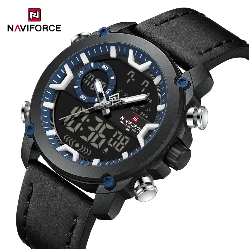 جديد NAVIFORCE العلامة التجارية ساعة رجالية حقيقية الساعات الرياضية الرجال الجيش العسكرية كوارتز ساعة اليد كرونوغراف الذكور التاريخ والتاريخ على مدار الساعة #2