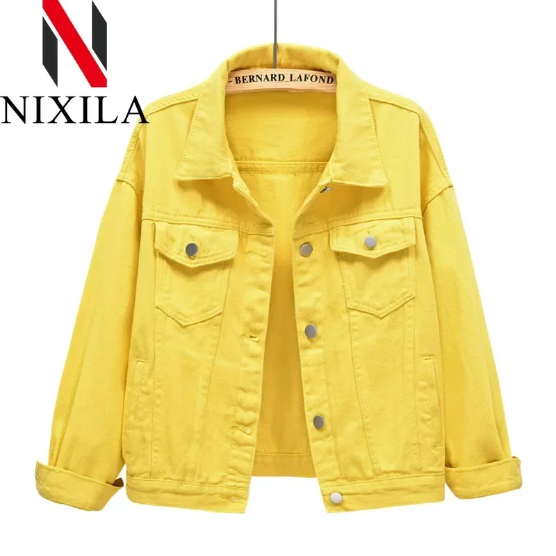 Jaqueta jeans oversize feminina outono inverno elegante retro manga longa topo coreano moda lazer casaco para roupas femininas