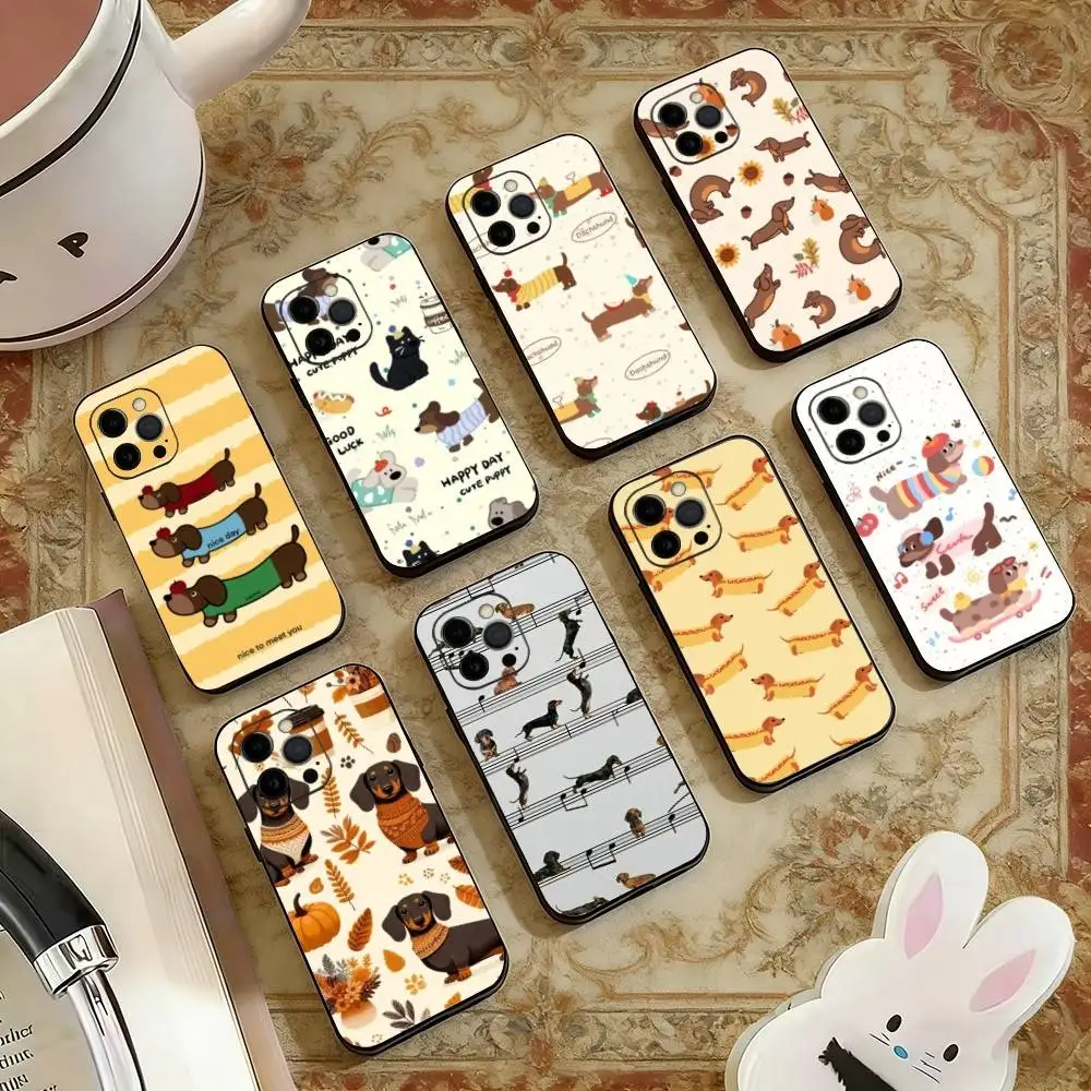 

Dog Autumn Dachshund Phone Case For iPhone 17, 16,15,14,13,12,11 Plus,Pro Max, Others Soft Black Cover