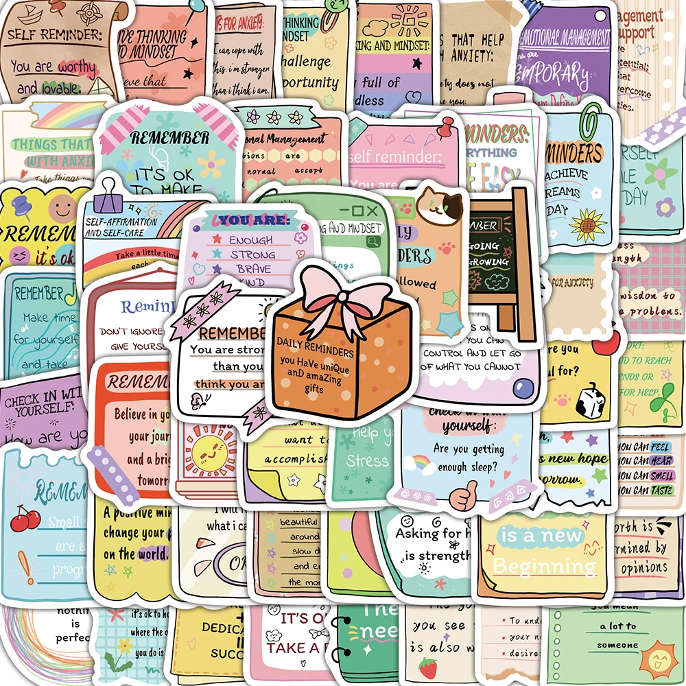 54PCS Psychologische Gesundheit Aufkleber Dekoration Graffiti PVC Karte Schlafsaal Laptop Scrapbooking Gepäck Ästhetische Kunst Aufkleber