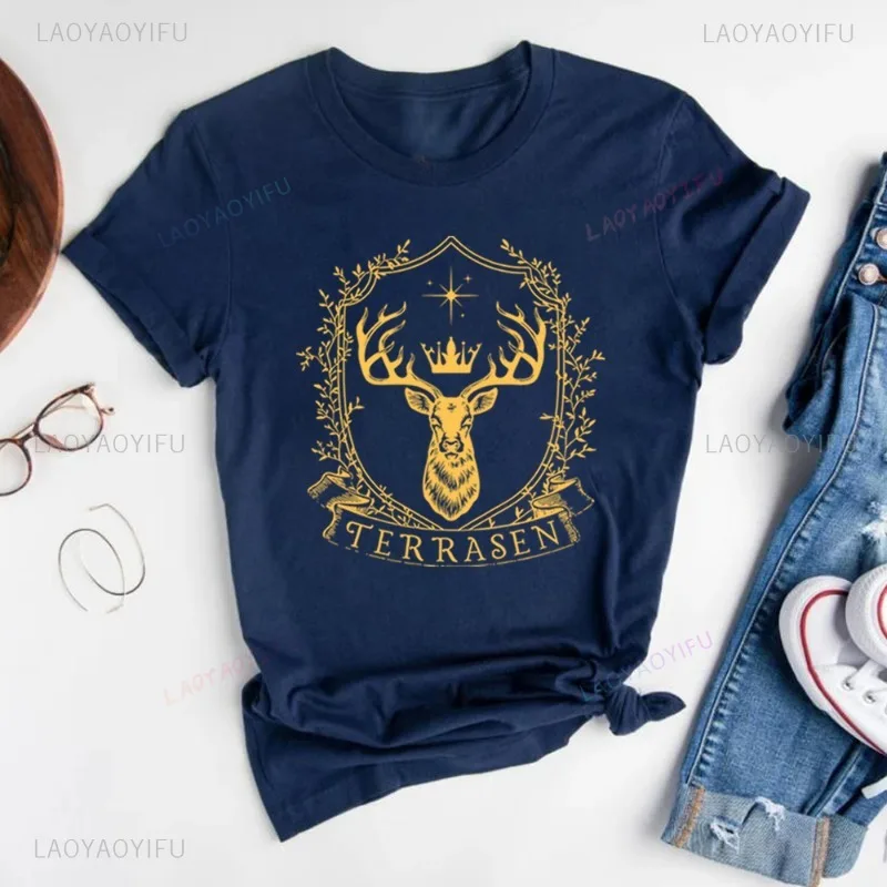 Terrasen T Shirt Throne of Glass Merch Sarah J Maas Bookish Women T-Shirt Booklover Gift ACOTAR Crescent City Velaris Cotton Tee