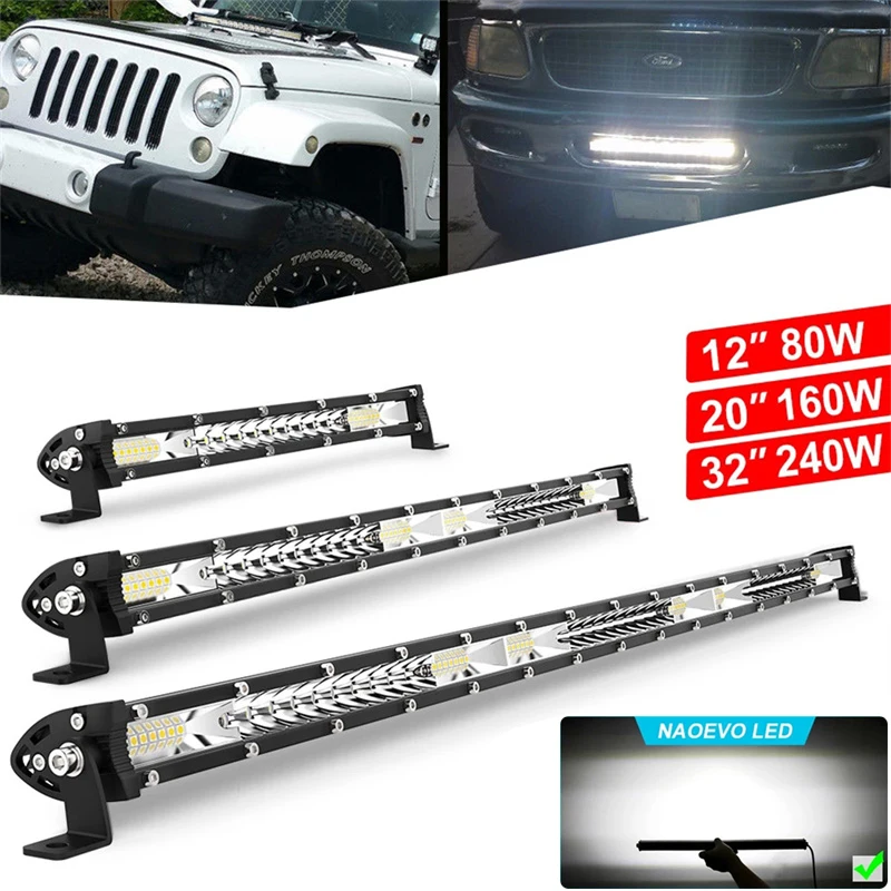 

12'' 20'' 32 Inch Led Work Light Bar 12V Super Slim Offroad Spot Flood Barra Led Light Bar For Car 4x4 Truck 4WD ATV Fog Lights