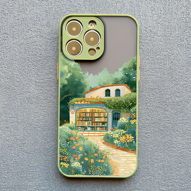 Wunderschöne Natur-Wald-Baum-Buchhandlung Handyhülle für iPhone 14 13 12 11 Pro Max 17 15 16 Pro Max 14 Plus Mini XS X XR Schutzhüllen – Detail 9