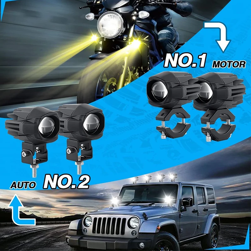 Motorcycle 3inch Fog Lights 6000K 3500K LED Off Road Driving Light 20000LM Auxiliary Spot Work Lights for Truck Car ATV