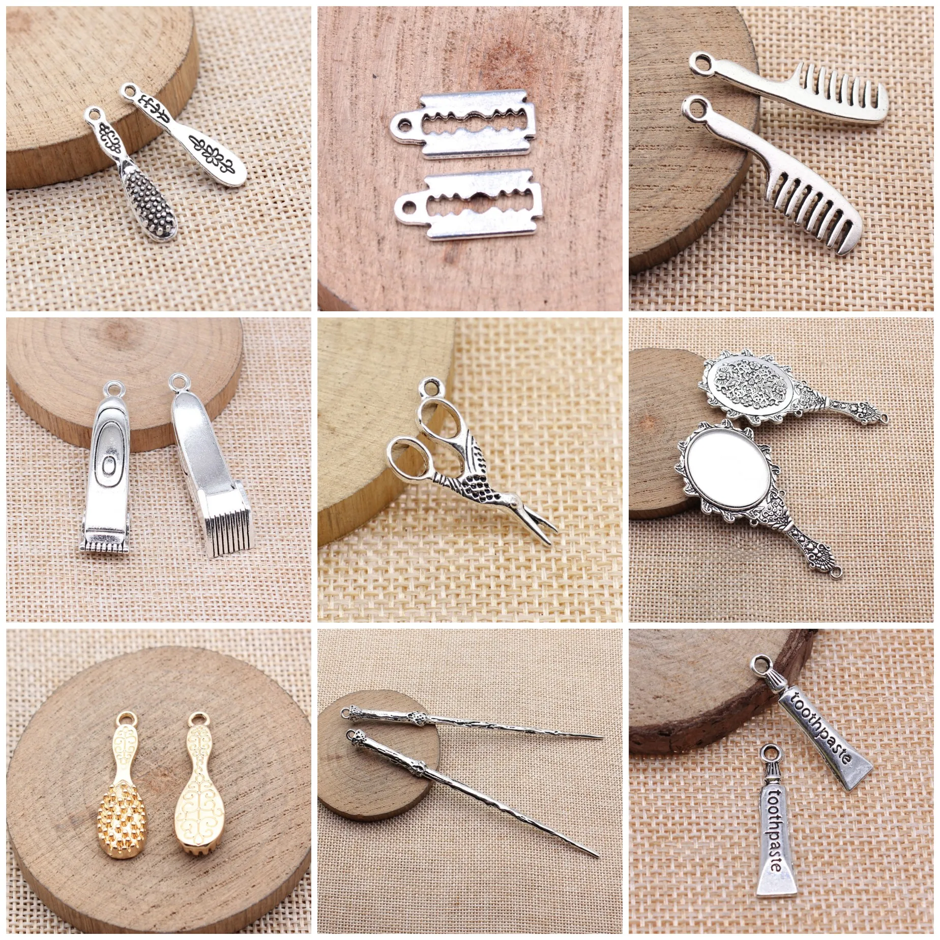 Vintage Personal Makeup Grooming Tool Charms Pendant Bulk Supply Charms For Jewelry Making Bracelet Necklace Craft Bulk