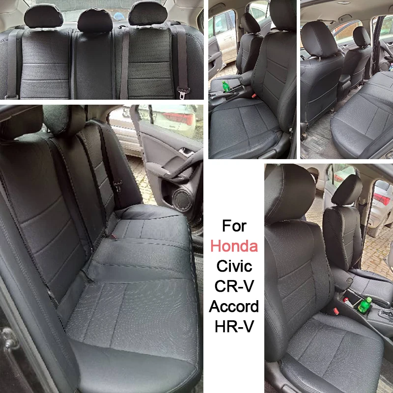 Full Set 5 Seats Nappa Leather Car Seat Covers Anti-scratch Wear-resistant Custom Seat Protector For Honda Civic CRV Accord HRV