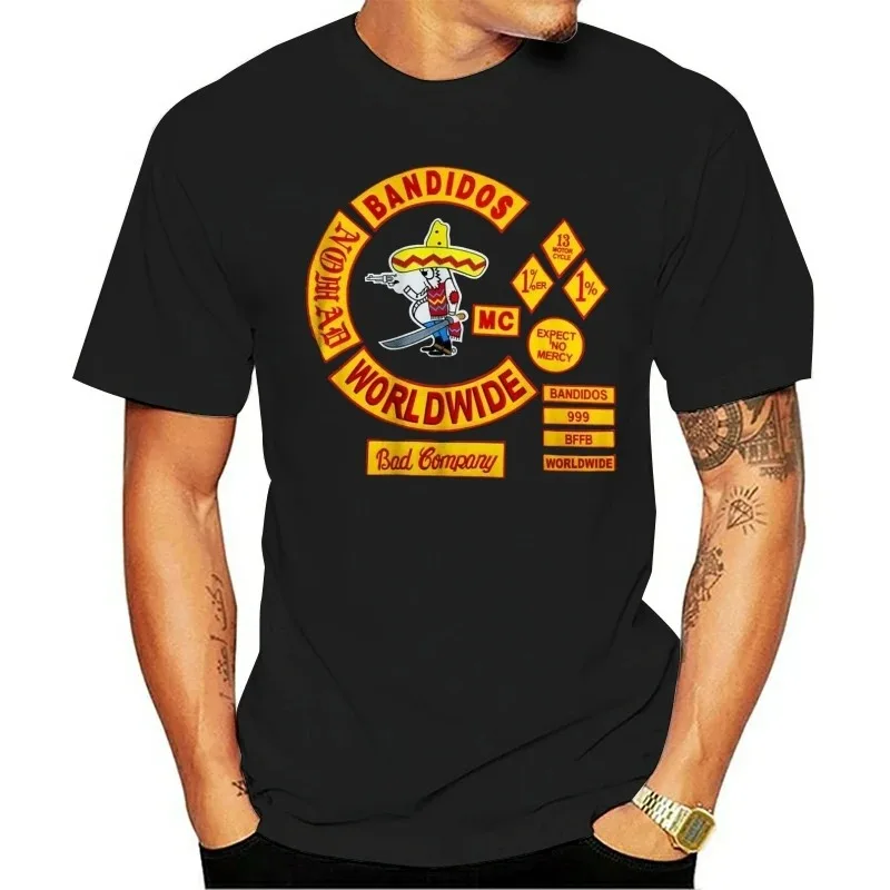 Bandidos MC Worldwide Logo Motorcycle Club T-shirt Fashion Funny High-Quality Printing Casual 100%Cotton Skin Friendly and Soft